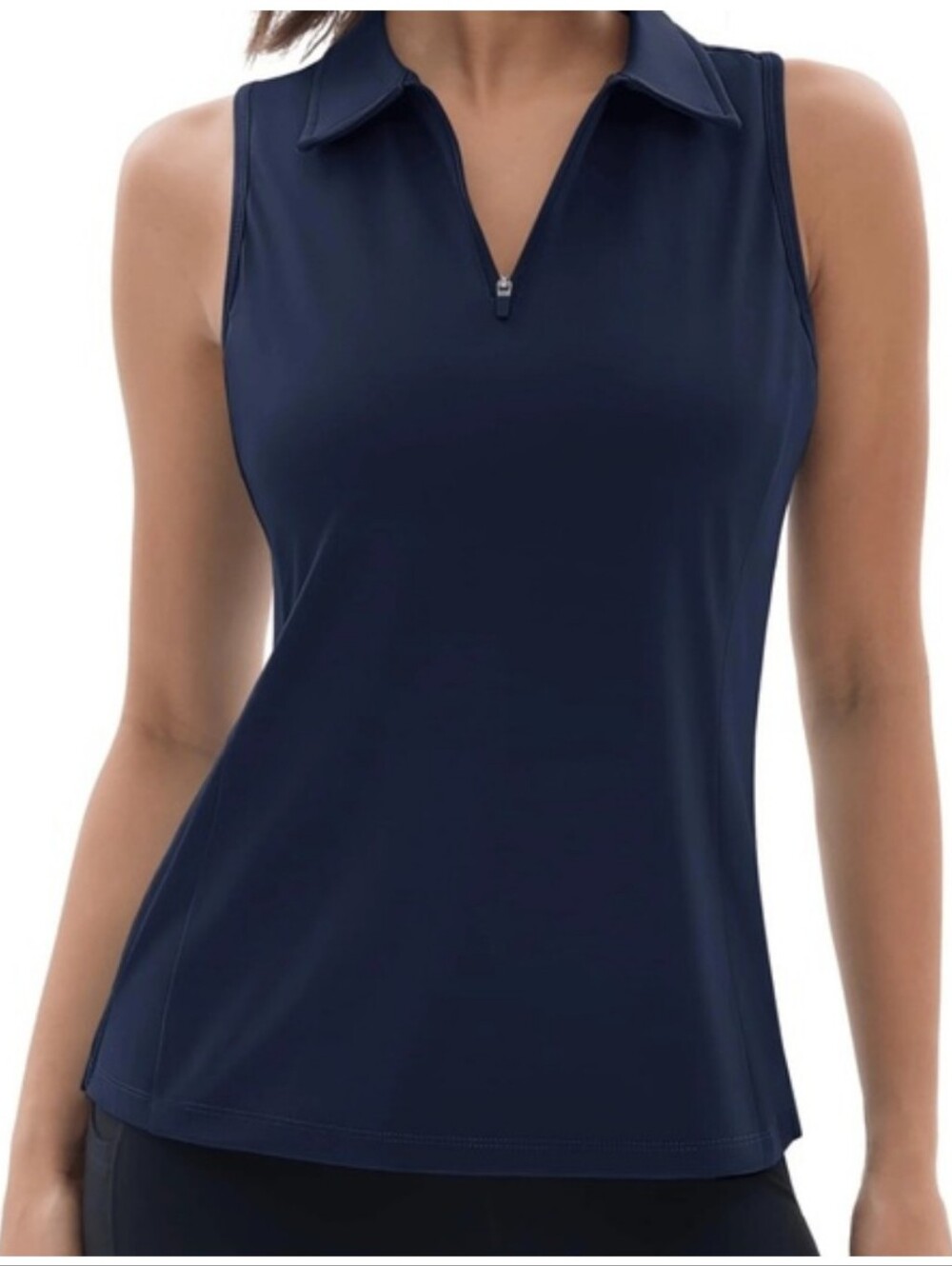 Tommy Bahama Navy Sleeveless Quarter-Zip Active Top Women's Size Medium